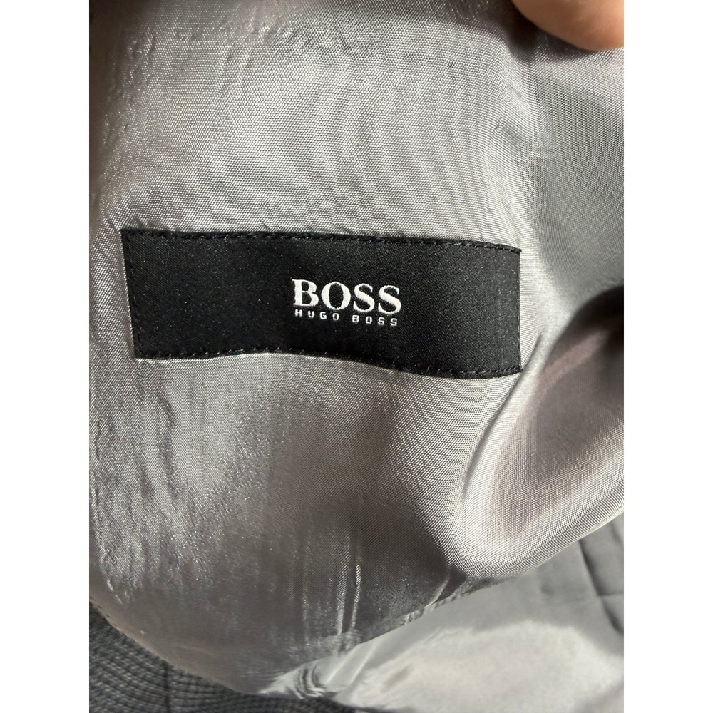 HUGO BOSS Men's Charcoal Micro Check‎ Two Button Blazer Sport Coat Size 44R Wool - Picture 5 of 14